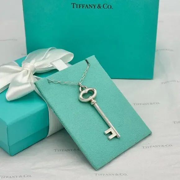Tiffany & Co. Large Key Pendant Necklace Sterling Silver 925 Gift Box Authentic - Picture 8 of 12